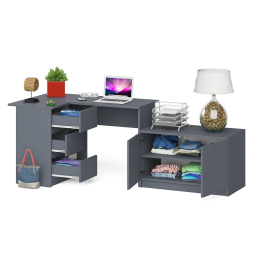 Компьютерный угловой стол левое исполнение с широкой тумбой Мори МА-900