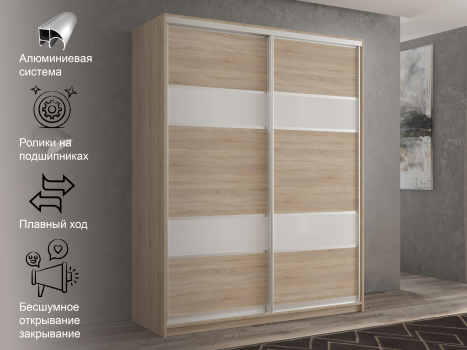 Шкафы-купе 2-х дверные, Шкаф-купе 2х дверный Кааппи 8 120х45