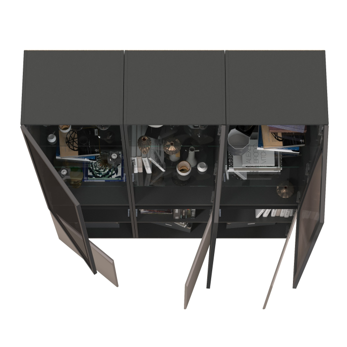 Шкафы распашные, Горка в гостиную с с тремя стеклянными дверками Сидней 13.201