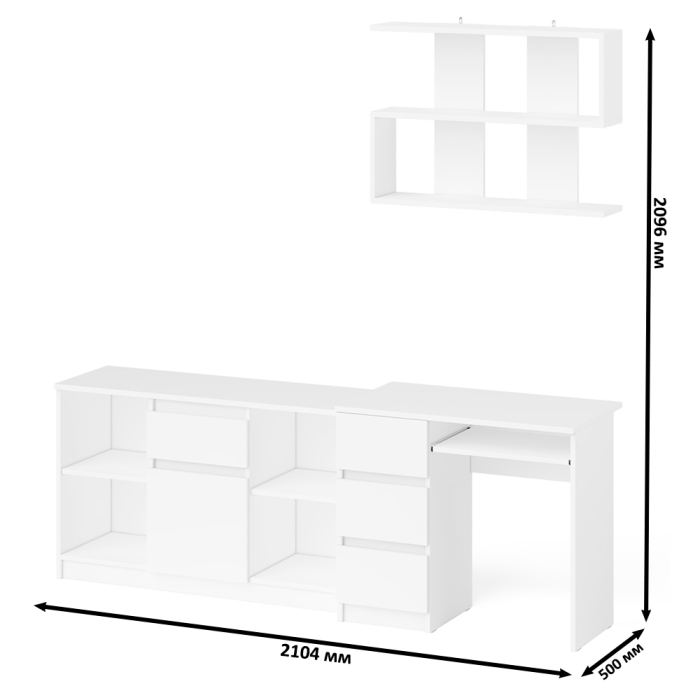 Прямые компьютерные столы, Тумба Мори МТВ1204.1 с компьютерным столом МС-6 левый и полкой 900