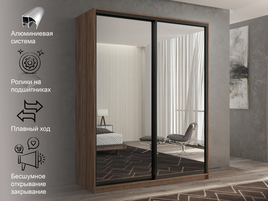 Шкафы-купе 2-х дверные, Шкаф-купе 2х дверный Кааппи 1 160х45