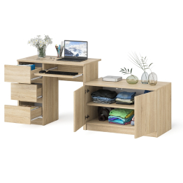 Компьютерный стол три ящика слева с тумбой 900 Мори