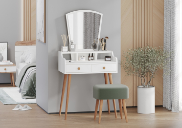 Белое трюмо с двумя ящиками 4-25913