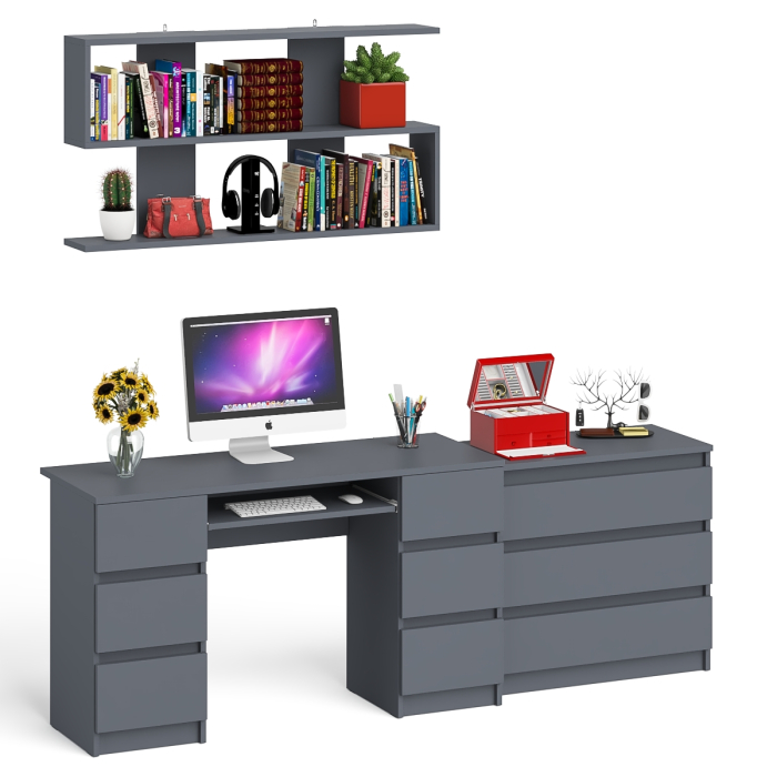 Домашние кабинеты, Комод Мори три ящика МК-800 и стол компьютерный Мори МС-2 с полкой 1200
