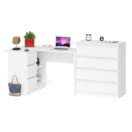 Комод Мори МК800 4-ре ящика с угловым компьютерным столом Мори МС-16 тумба слева