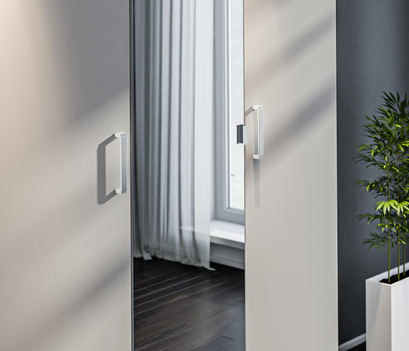 Шкафы распашные, Шкаф 3-х дверный с зеркалом МАКС Серый перламутровый