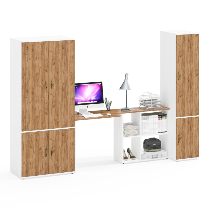 Домашние кабинеты, Пенал бельевой Лидер-8 23Б с рабочим столом-трансформером и шкафом МД 19Б