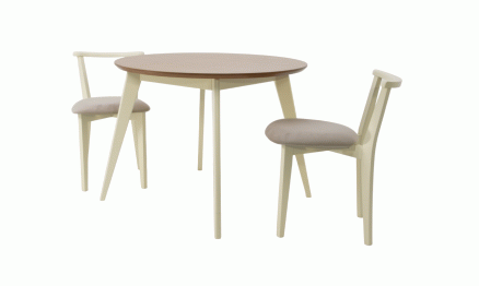 Стол Сканди К 100 слоновая кость/натур со стульями Франк слоновая кость велюр бежевый