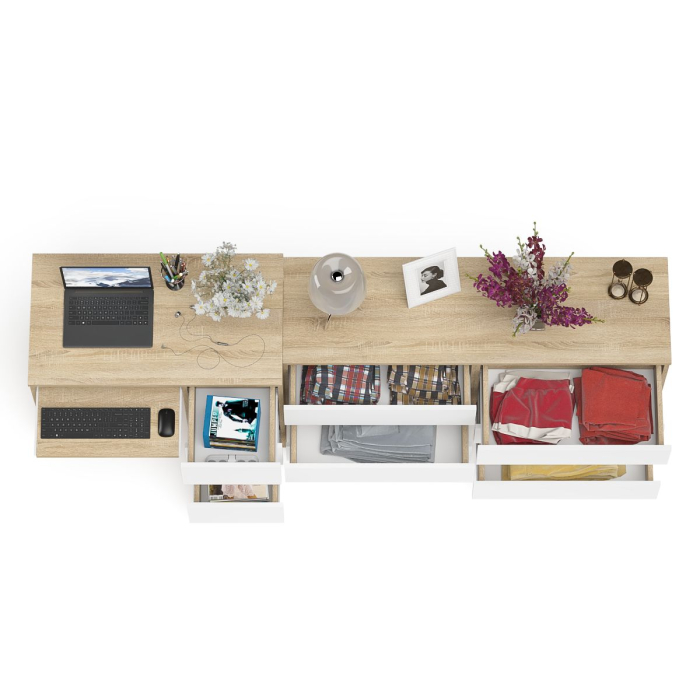 Домашние кабинеты, Комод 1380 6-ть ящиков Мори с однотумбовым столом компьютерным МС-6 правым