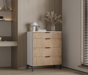 Комод Тренд СБ-3444 4 ящика Белый Альпийский/МДФ Джаз Акация светлая