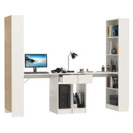 Два компьютерных стола со стеллажом Лайт 10.01