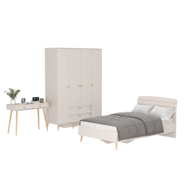 Столик прикроватный с кроватью 1200 Афина со шкаф-комодом 4-ре двери два ящика