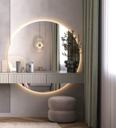 Спальня Букле Зеркало круглое с подсветкой