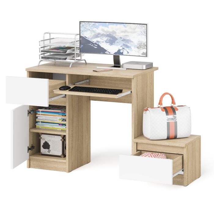 Прямые компьютерные столы, Стол компьютерный Мори МС-1 левый с тумбой