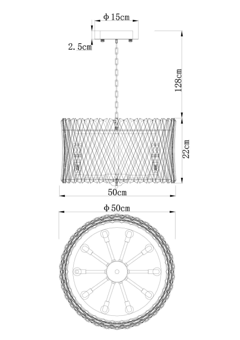 Люстра подвесная, Люстра подвесная BIVARA 50см