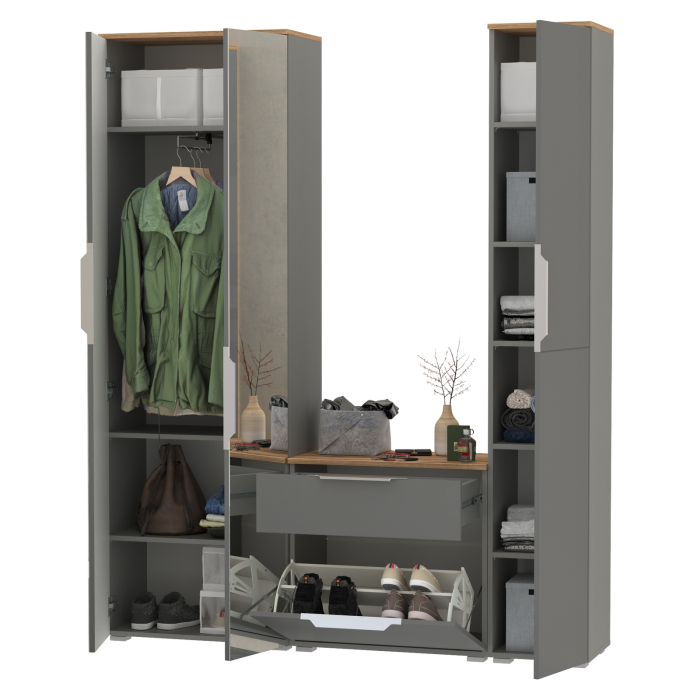 Прихожие, Шкаф с зеркалом и пенал с обувницей Октава