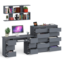 Комод Мори МК1200.10 со столом компьютерно-письменным и полкой сверху