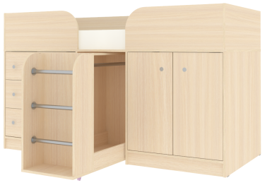 Кровать чердак Малыш 4, Дуб Молочный