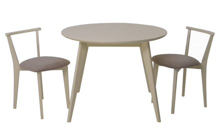 Стол Сканди К 90 слоновая кость со стульями Франк слоновая кость велюр бежевый