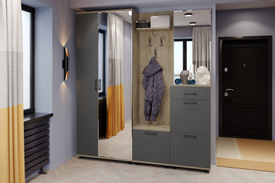 Модульная прихожая Грейс композиция 8  Гикори Джексон Светлый