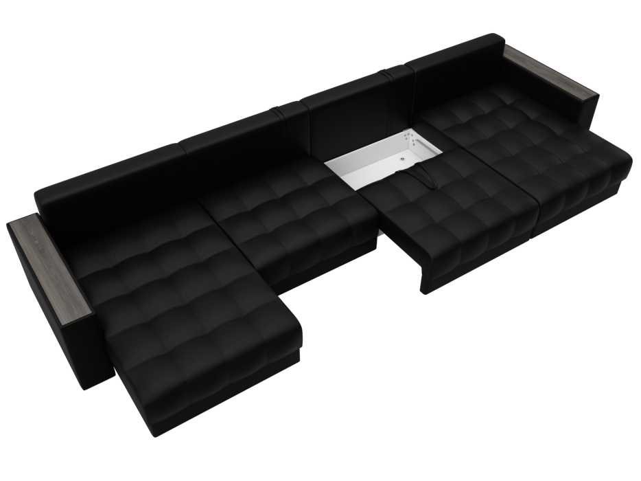 Дизайнерские диваны для гостиной, Диван П-образный с декором Лига-049 НПБ Лонг, экокожа GRIFON