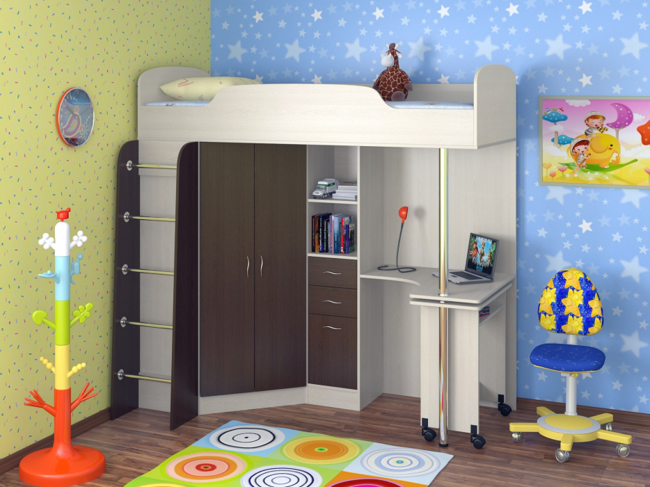 Кровати-чердаки, Кровать-чердак "Теремок 1" (Дуб молочный)