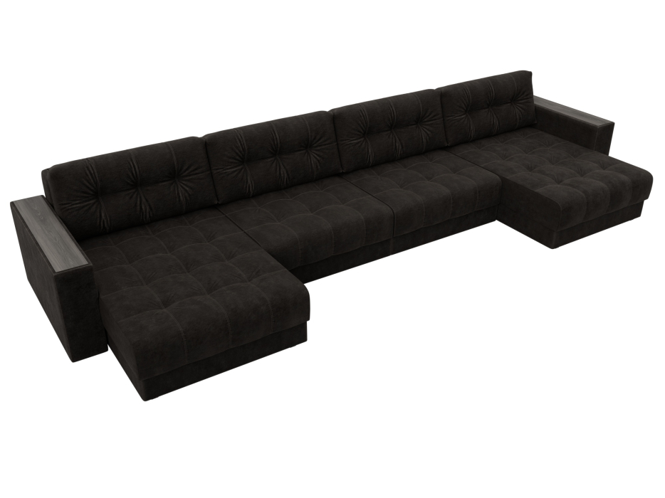 Дизайнерские диваны для гостиной, Диван П-образный с декором Лига-049 НПБ Лонг, велюр BRUT