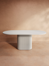 Стол овальный обеденный с металлическим белым подстольем 200*90*75