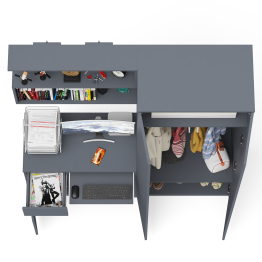 Стол компьютерный Мори МС-1 тумба слева с полкой навесной и шкафом две двери