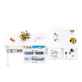 Стол туалетный для спальни с лампочками СТ-5 и тумба-комод 122-1204