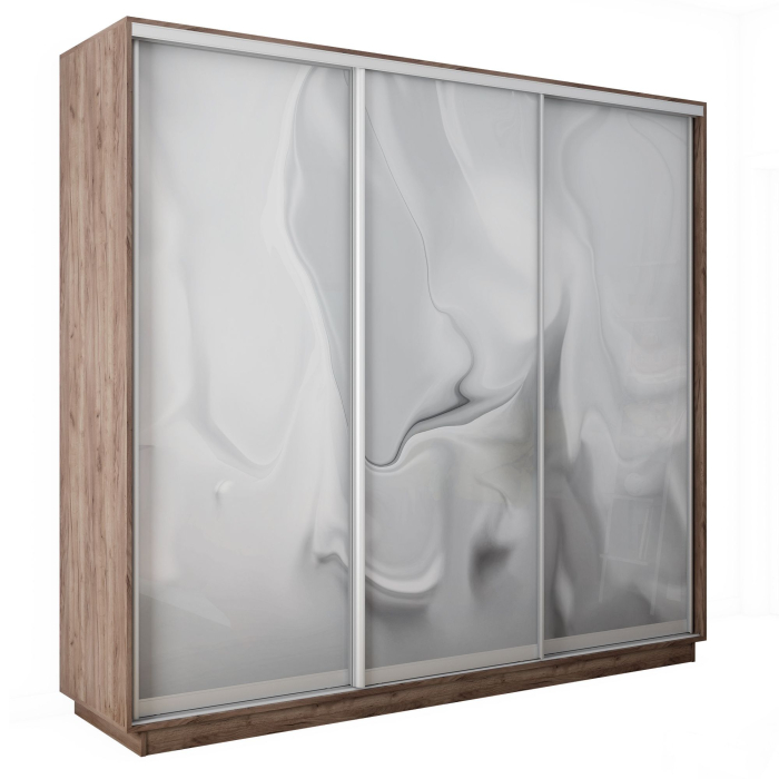 Шкафы-купе 3-х дверные, Шкаф-купе Экспресс 3-х дверный Фотопечать Шелк Стекла 240х60х240