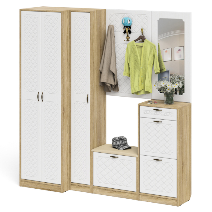 Прихожие, Полный набор мебели для прихожей П-6 компоновка № 31 МДФ фрезеровка ромб