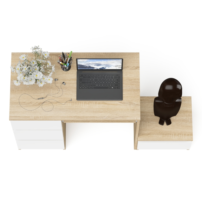 Прямые компьютерные столы, Компьютерный стол три ящика Мори МС-6 левый с тумбой 400