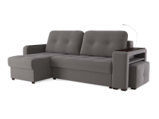 Диваны угловые в гостиную, Диван-кровать угловой Smart 4 пуф справа Велюр