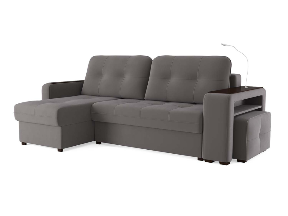 Диваны угловые в гостиную, Диван-кровать угловой Smart 4 пуф справа Велюр