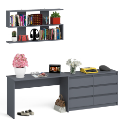 Мори стол письменный 1200.1 с полкой 1200 и широким комодом