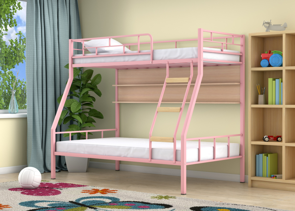Для подростков, Двухъярусная кровать Радуга Розовый полка дуб молочный