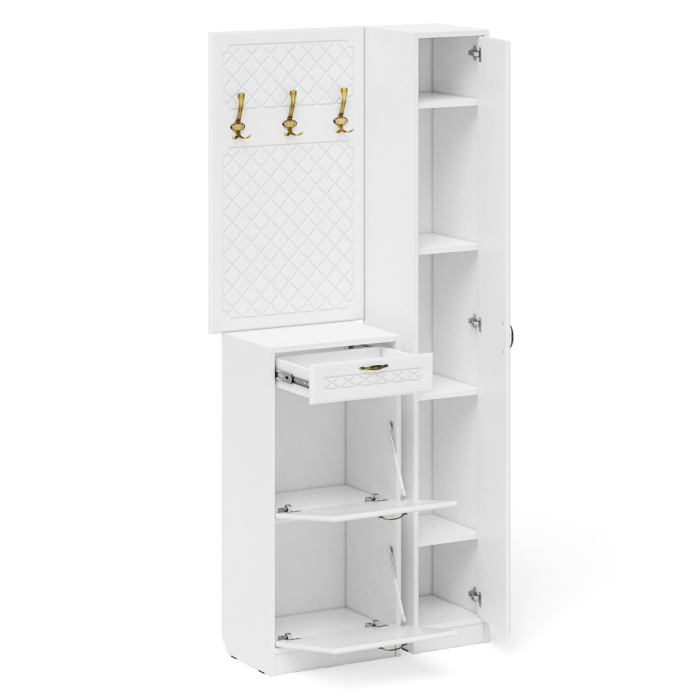 Прихожие, Тумба для обуви высокая с вешалкой и пеналом П-6 № 24 МДФ фрезеровка ромб