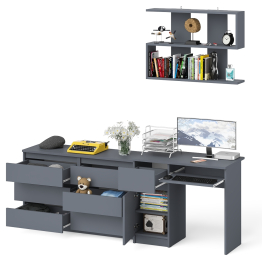 Большой комод на 6-ть ящиков Мори с компьютерным столом МС-1 левый и полка открытая на 900