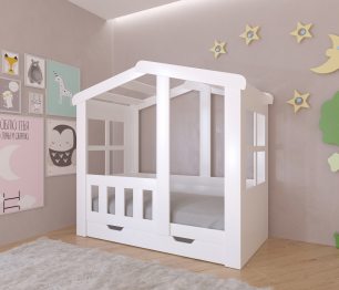 Кровать-чердак Астра домик с ящиком