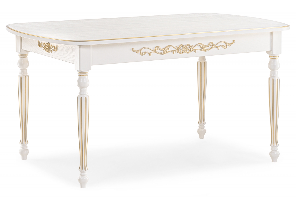Обеденные столы, Стол деревянный Бевье молочный/золото