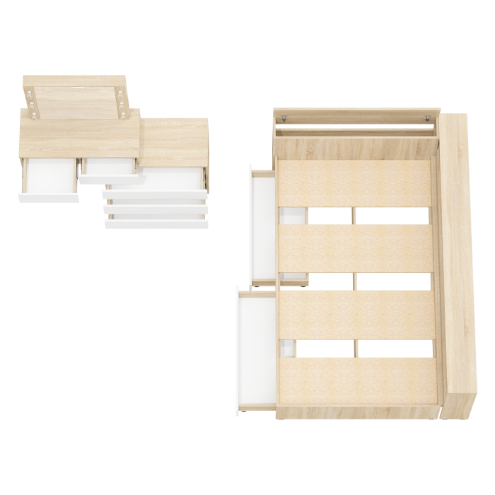 Спальные гарнитуры, Туалетный столик для спальни с подсветкой 110 и Ксения кровать 1200 с ящиками и прикроватный блок