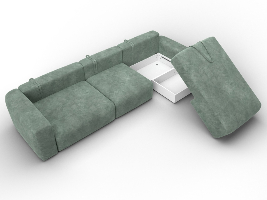 Диваны угловые в гостиную, Диван угловой Лига-066 НПБ Лонг угол правый, велюр BRUT