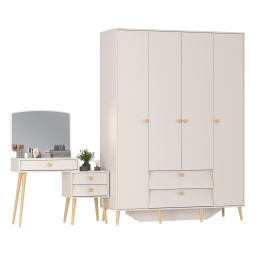 Трюмо с зеркалом и ящиками и комод-шкаф 4-х дверный Афина