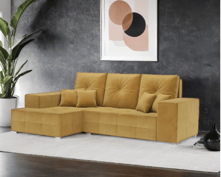 Диваны угловые в гостиную, Диван угловой Монреаль Левый угол (Велюр)