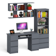 Домашние кабинеты, Рабочее место Мори из стола двухтумбового МС-2 с навесной полкой и стеллажом