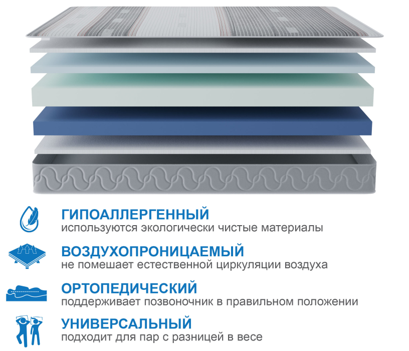 800 x 2000, Матрас Здоровый сон-Макс в чехле Magnetic в скрутке 800х2000