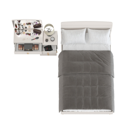 Кровать полутораспальная 1200 Афина и косметический столик с зеркалом на высоких ножках