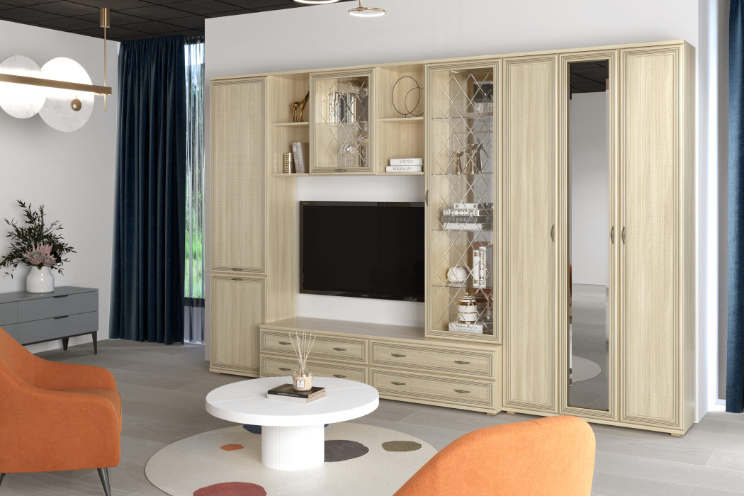 Стенки для гостиной, Модульная гостиная Карина композиция 15