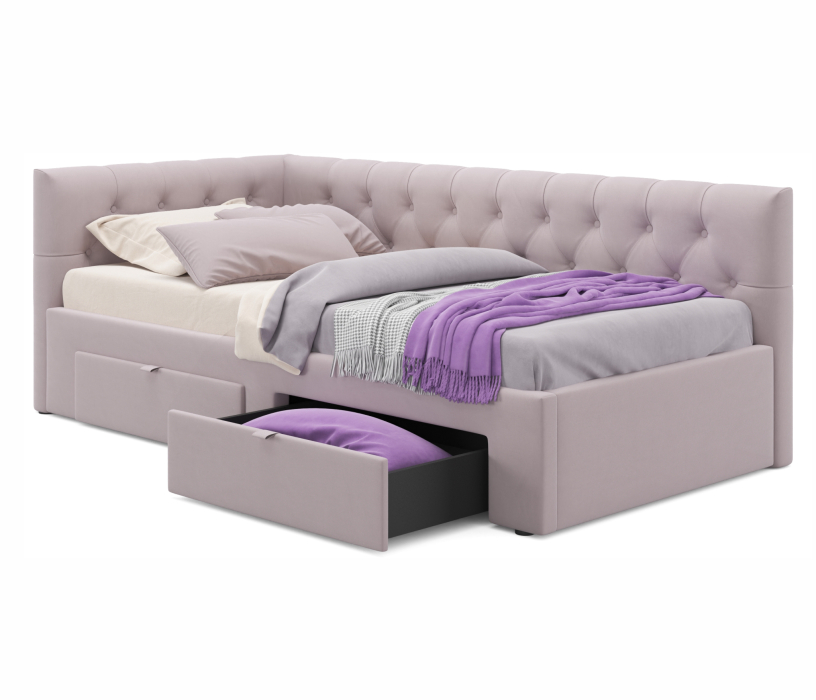 Мягкая кровать, Односпальная кровать-тахта Afelia с ящиками 900